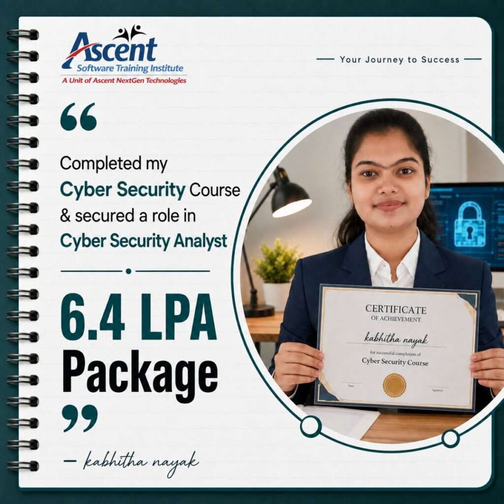 Kabhitha Nayak, completed Cyber Security certification at Ascent Software Bangalore